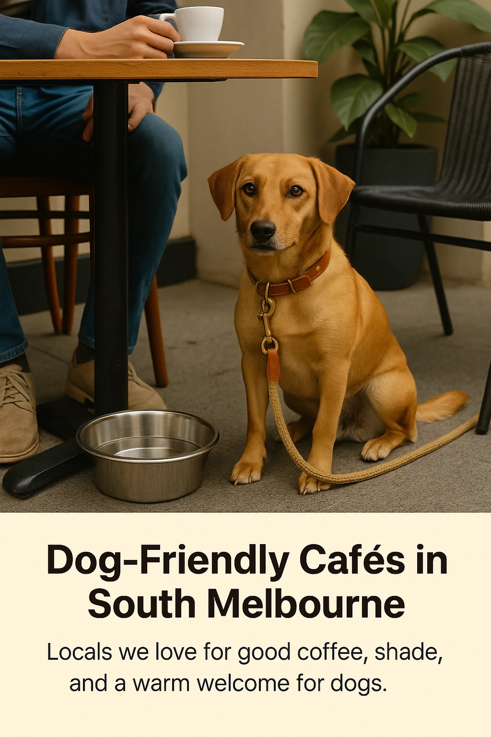 Dog relaxing outside a South Melbourne café